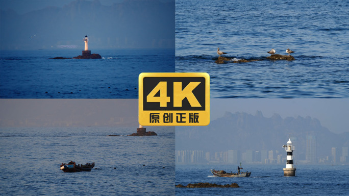灯塔与渔船