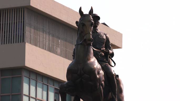 01新四军重建军部纪念塔 大铜马 延时