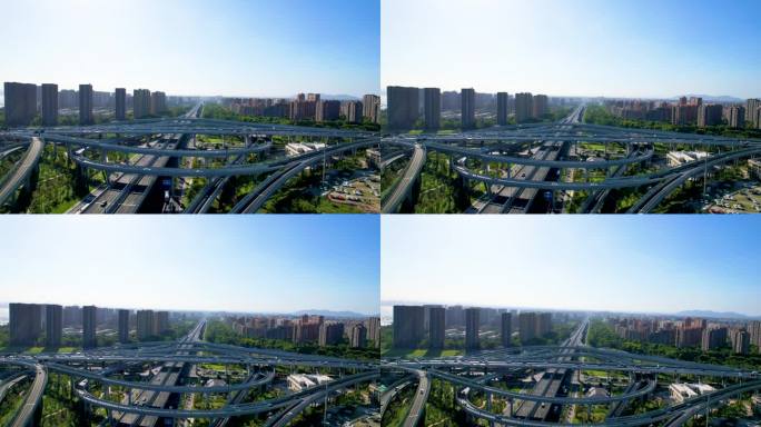 杭州下沙路立交桥汽车车辆车流风景视频素材