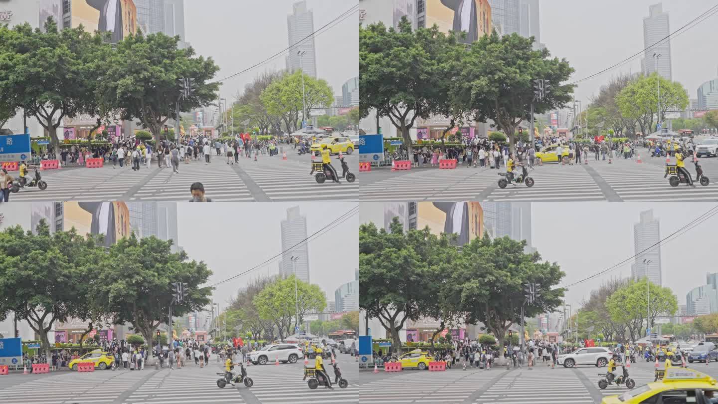 4K实拍广州天河体育东路正佳广场前红绿灯