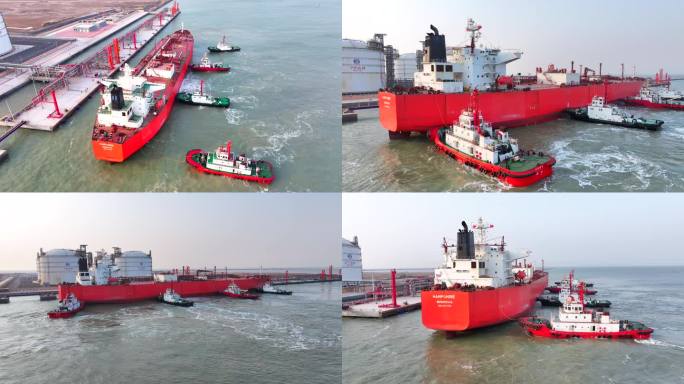 滨州港码头液化天然气运输轮船停泊靠岸