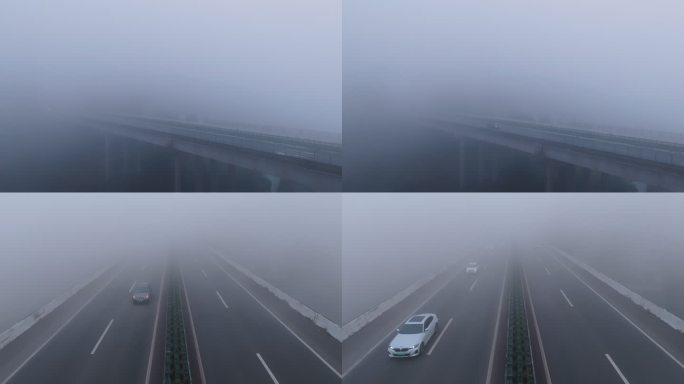 大雾天气高速路汽车行驶