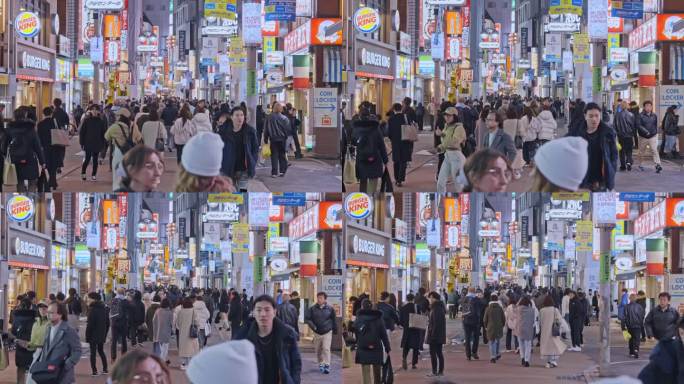 日本东京歌舞伎街道路口人流
