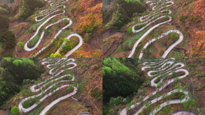 4K航拍贵州晴隆县二十四道拐弯曲公路风景