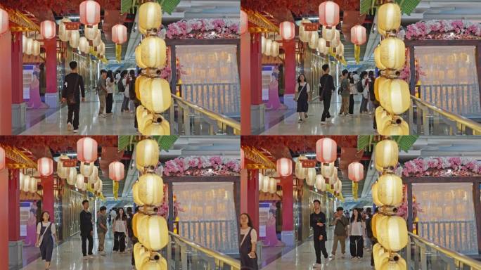 4K实拍广州天河路正佳广场中国风商业氛围