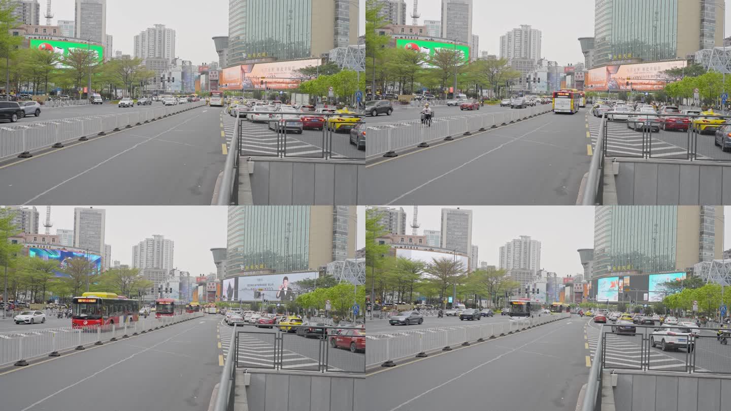 广州天河路石牌桥BRT公交站附近繁忙交通