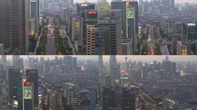 航拍延时-上海世纪大道、陆家嘴金融区