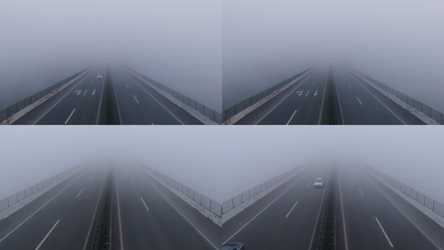 秋冬清晨浓雾高速路交通