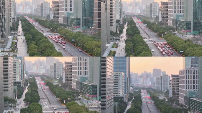 4K原素材-航拍上海世纪大道陆家嘴金融区