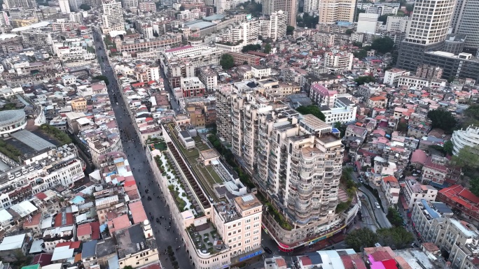 航拍中国福建省厦门市思明区老城区街道