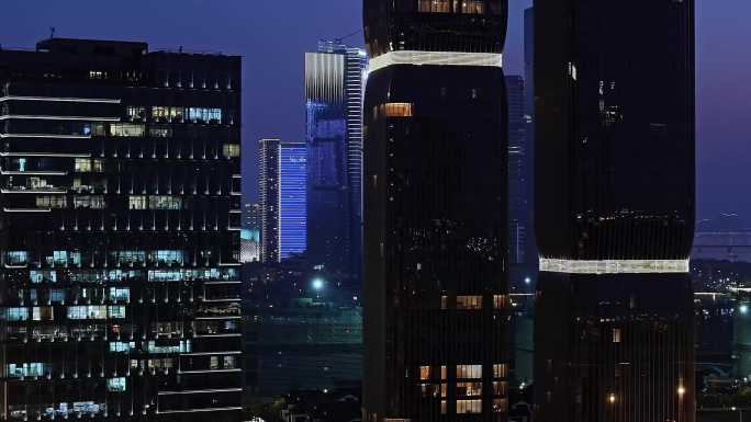 航拍杭州城市建设高楼夜景大片宣传片