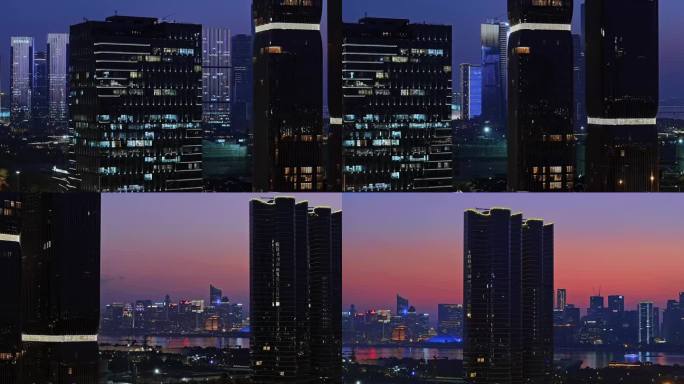 航拍杭州城市建设高楼夜景大片宣传片