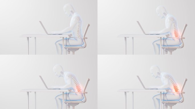 人体骨骼医疗颈椎脊椎腰椎间盘办公久坐