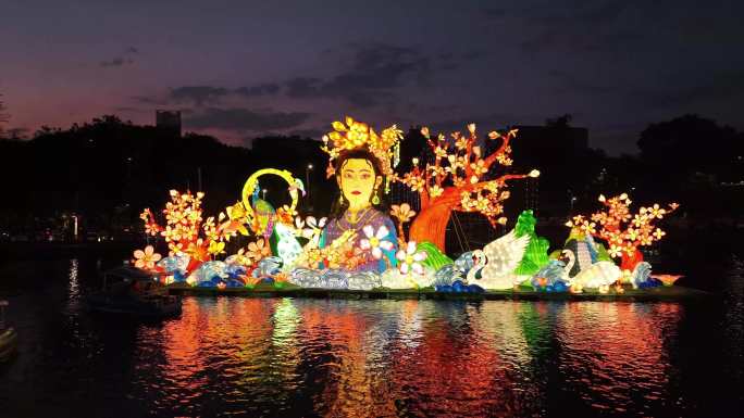 广州越秀公园灯会4K航拍广州夜景