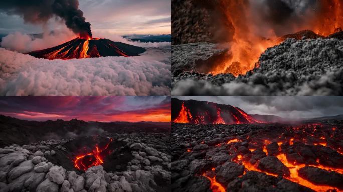 4K火山爆发熔岩岩浆