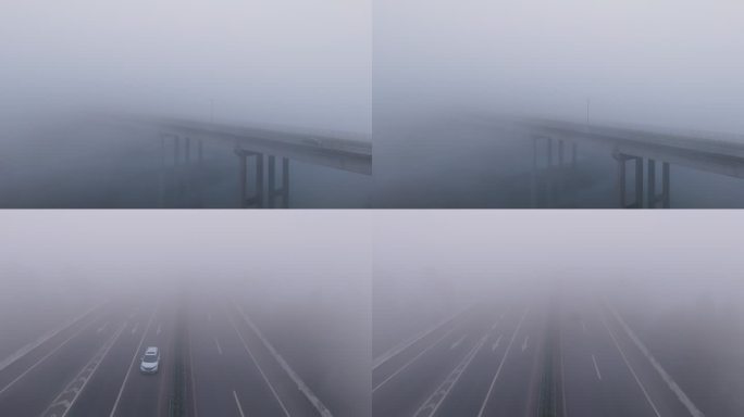 浓雾天气下的高速路