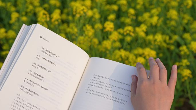 女孩唯美翻书高清实拍升格慢动作视频