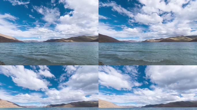 羊湖低角度 蓝天 白云 海子