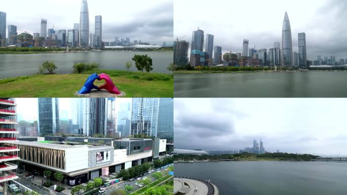 4K航拍深圳湾人才公园 春笋