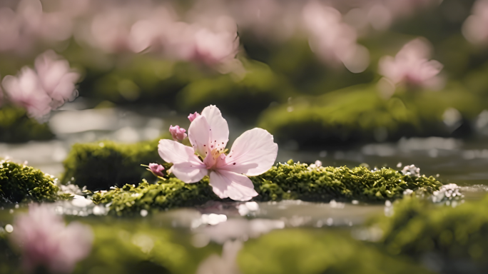 桃花流水 唯美春天 花瓣飘落 诗意 凋谢