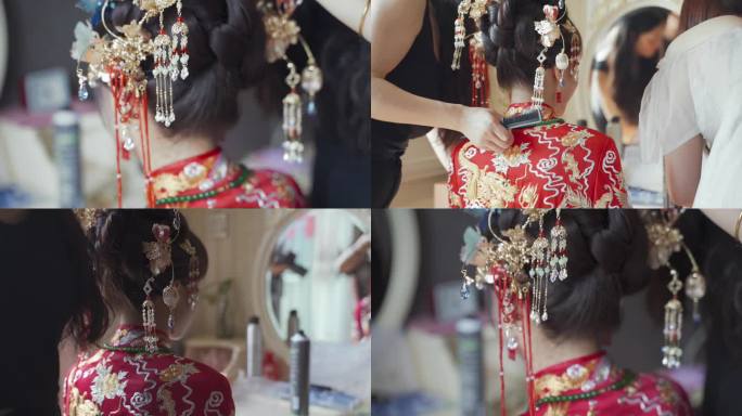 中式秀禾服女人新娘子视频