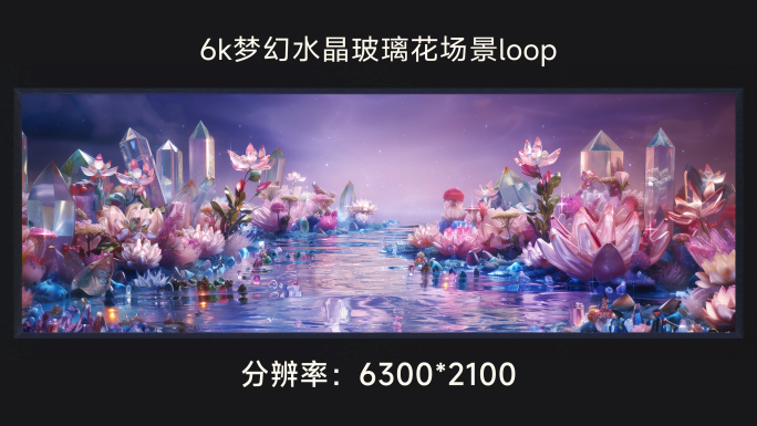 6k梦幻水晶玻璃花场景loop