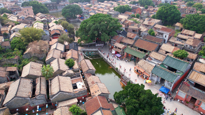 东莞茶山南社古村落景区航拍