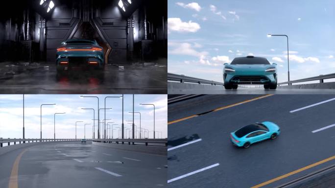 新能源小米汽车SU7公路行驶飘逸三维动画