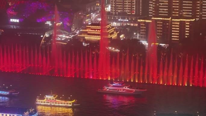 【4K超清】柳州大型音乐喷泉夜景航拍
