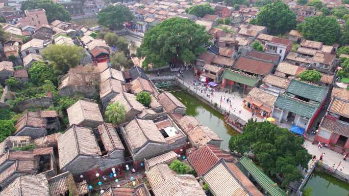 东莞茶山南社古村落景区航拍