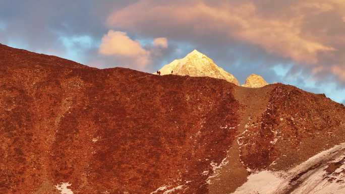 4K航拍甘孜亚拉雪山日照金山