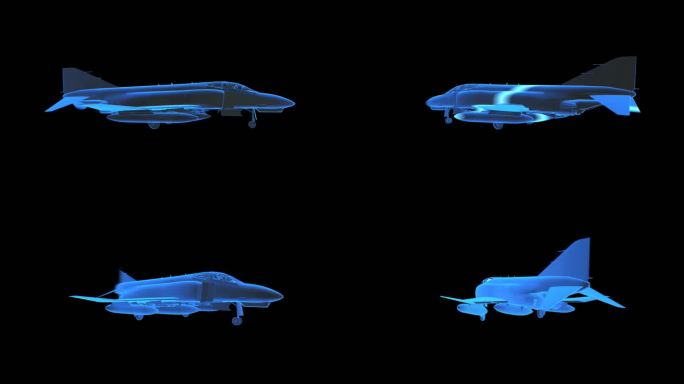 F4战斗机全息蓝色科技通道素材