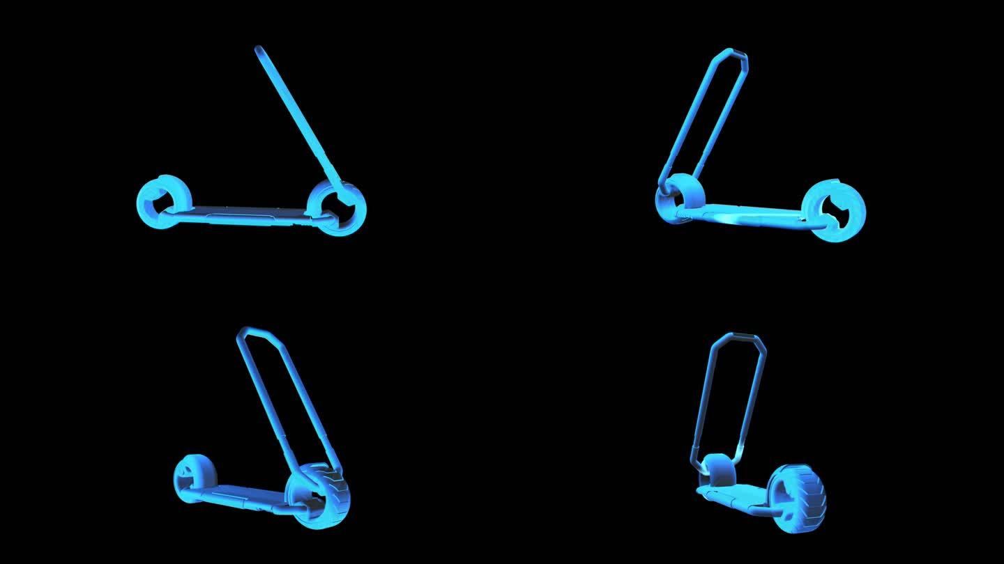 电动滑板车能源车全息蓝色科技通道素材