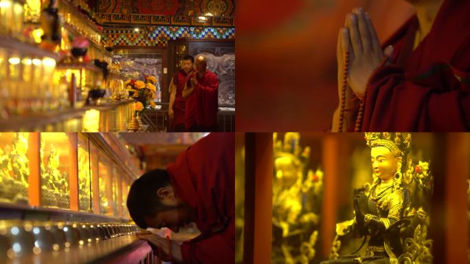 藏传佛教寺院建筑美景民族古建喇嘛佛像雕像