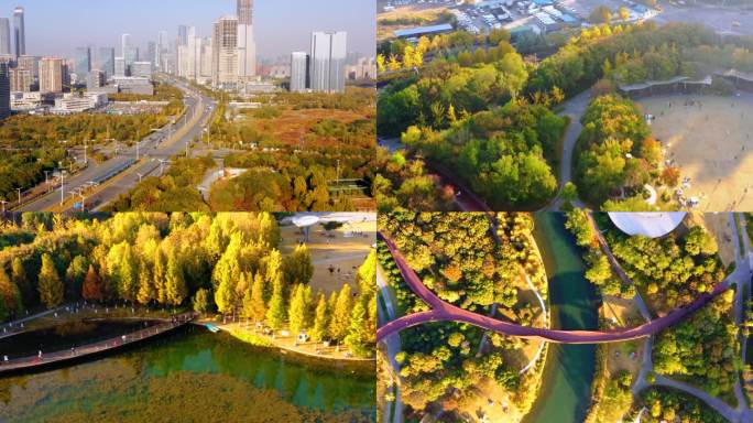 4K多镜 南京河西城市生态公园 都市现代