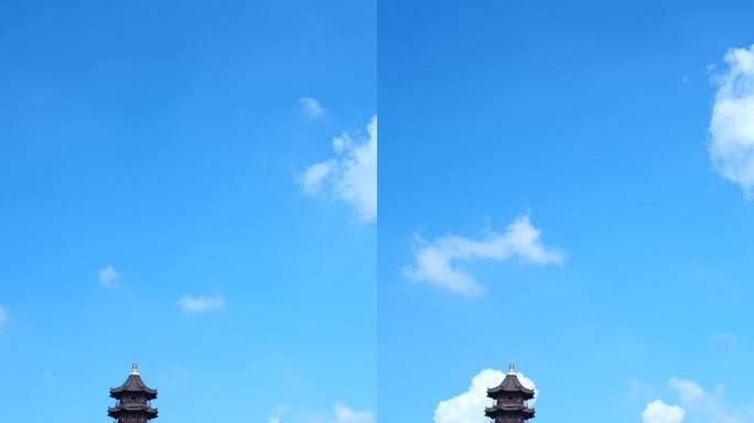 竖版－蓝天白云下的古塔
