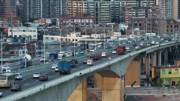 [4K高清]大桥 车流  桥梁 城市 河