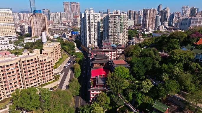 福建厦门鸿山寺航拍