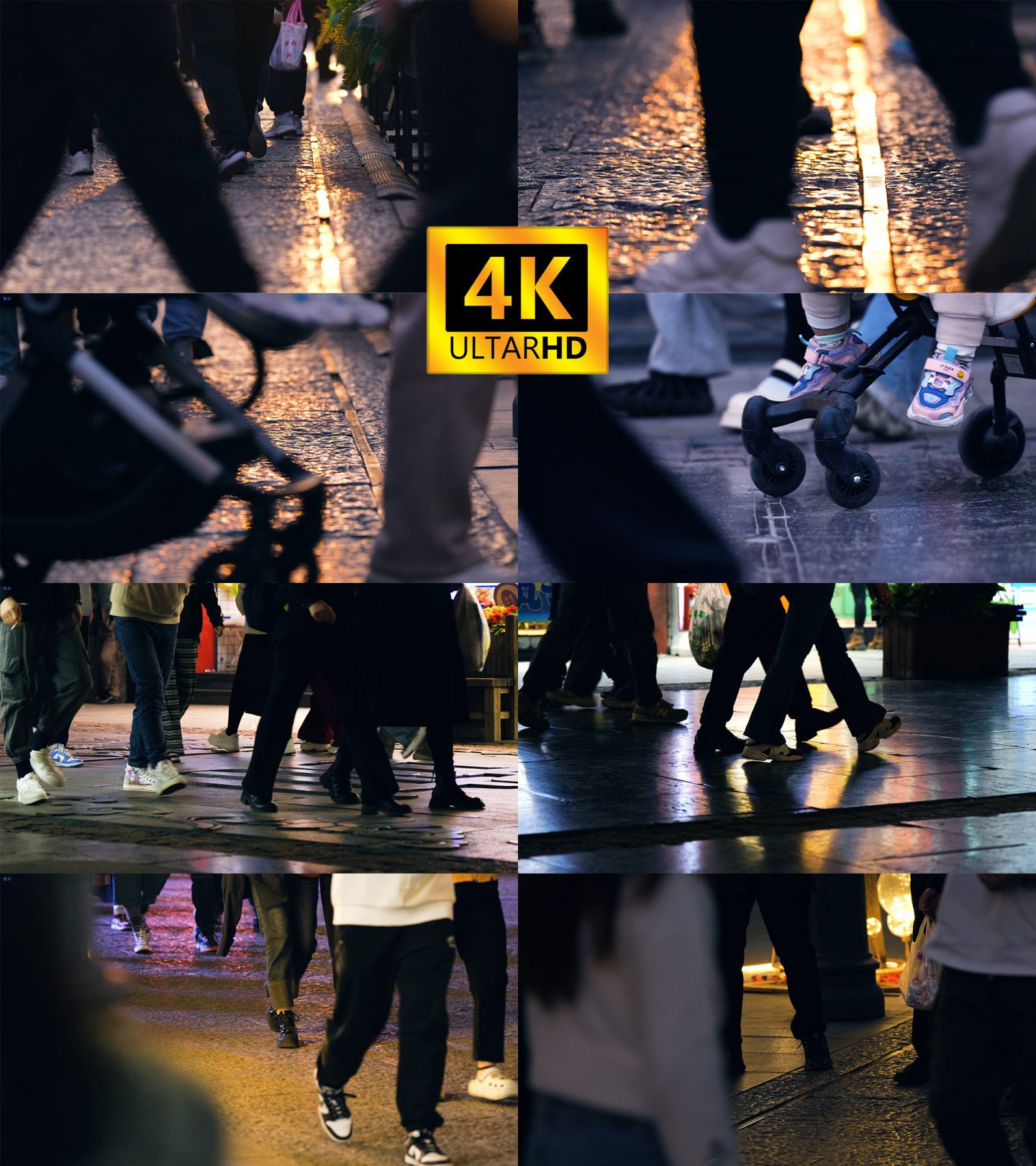 【4K】唯美黄昏逆光脚步人流光影幸福治愈