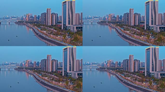 杭州 滨江 闻涛路 樱花大道 城市 夜景