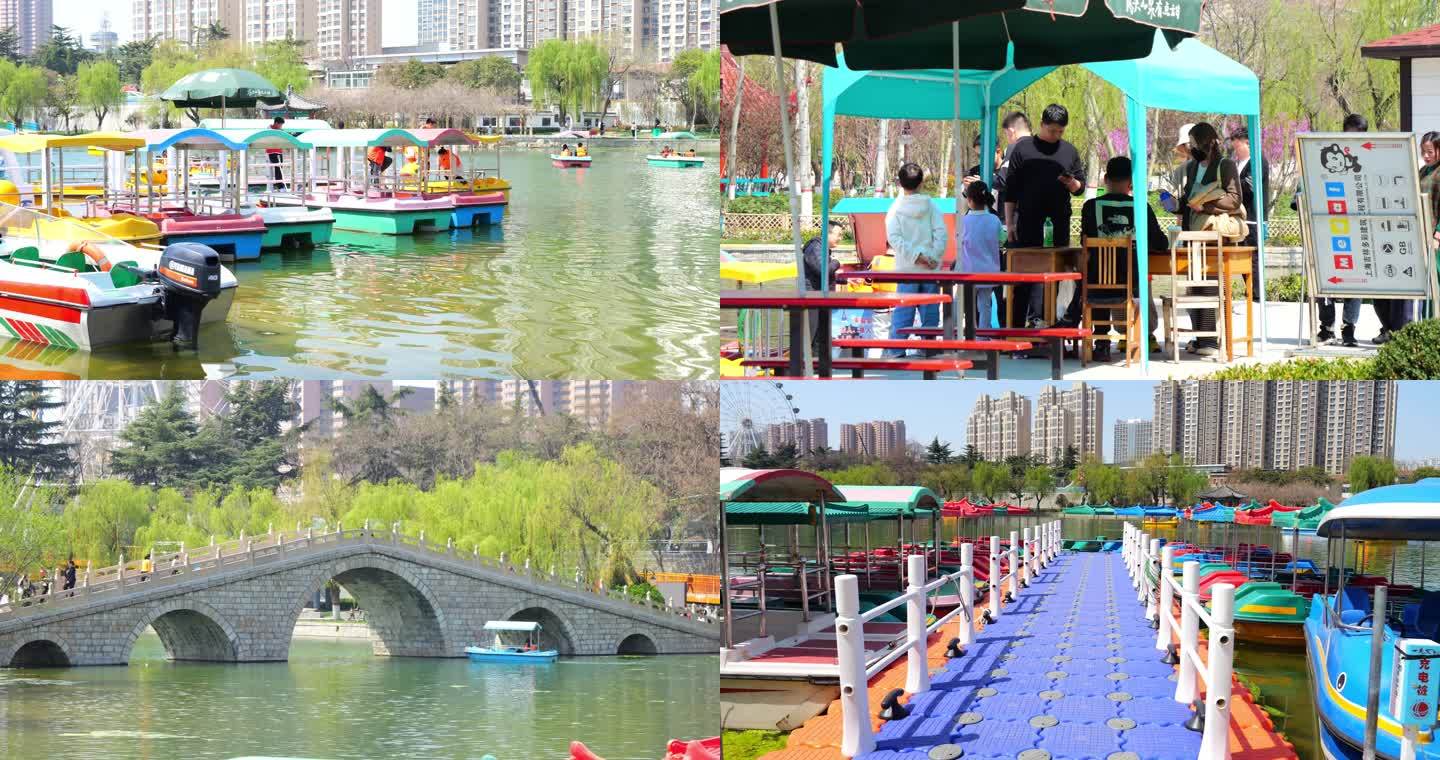 公园 滕州 荆河公园 划船 坐船