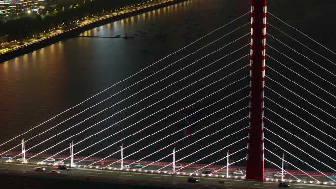 杭州城市地标风景夜晚夜景航拍风光美景浙江