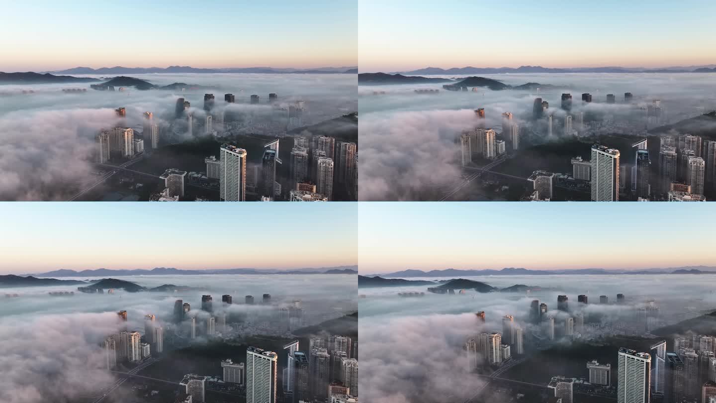 厦门东渡海沧大桥平流雾4K航拍