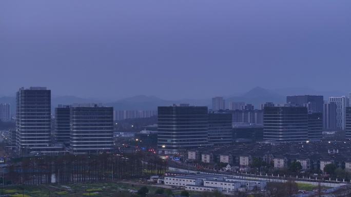 浙江杭州余杭菜鸟总部航拍4K原创长焦空境