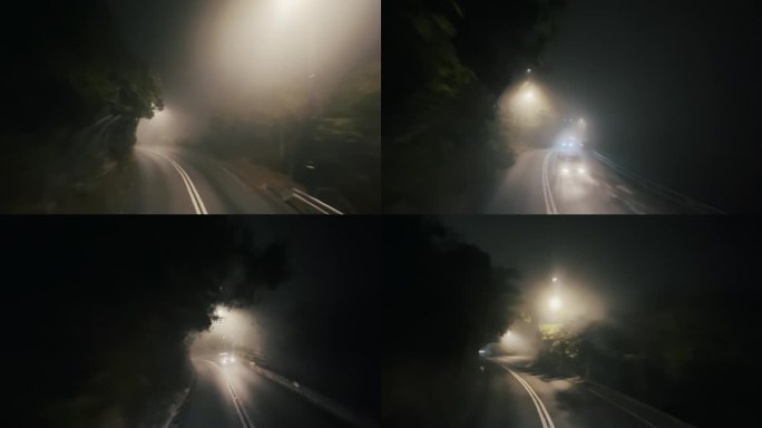 香港山顶公路夜晚双层巴士第一视觉