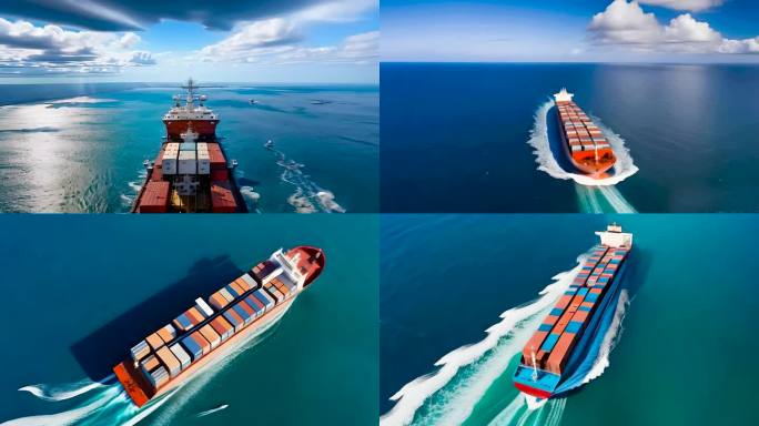 货轮航行货船集装箱航线航运物流海上运输