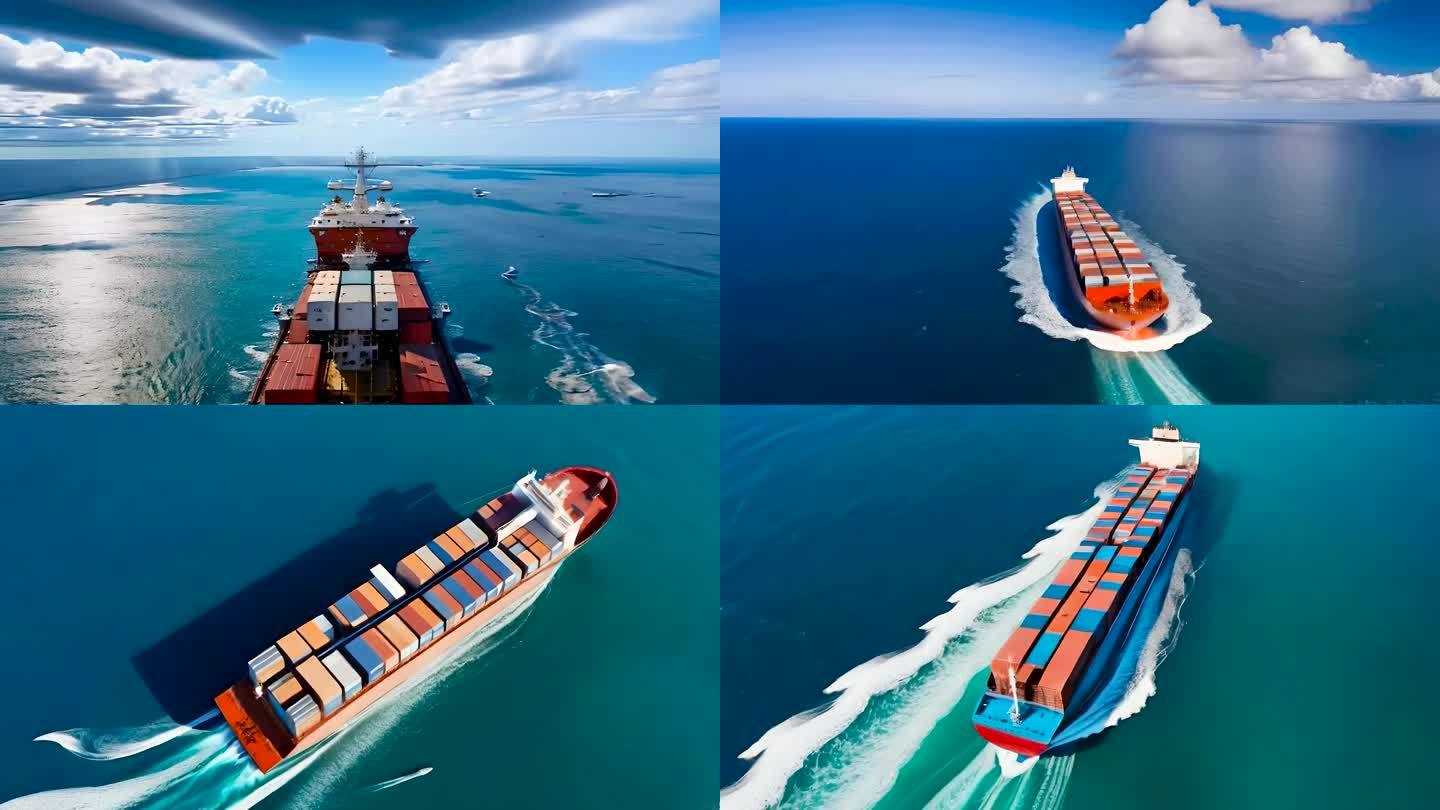 货轮航行货船集装箱航线航运物流海上运输