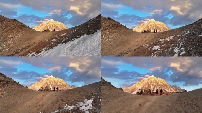 4K航拍甘孜亚拉雪山日照金山