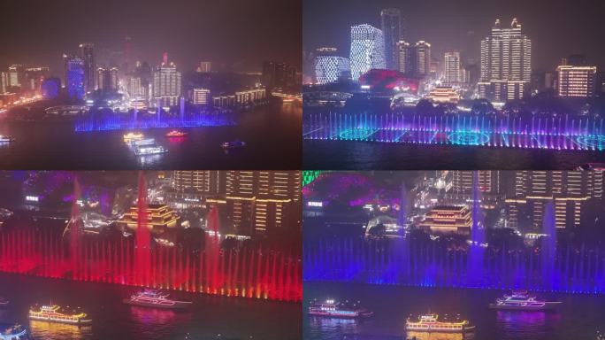 柳州音乐喷泉夜景航拍4K超清合集