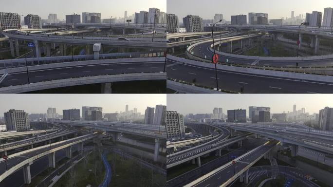 浙江杭州余杭城市高架运溪高架4K航拍交通